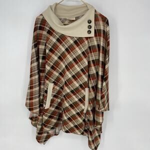 Vintage Mod Cloth Plaid Poncho Women's Size S / M
